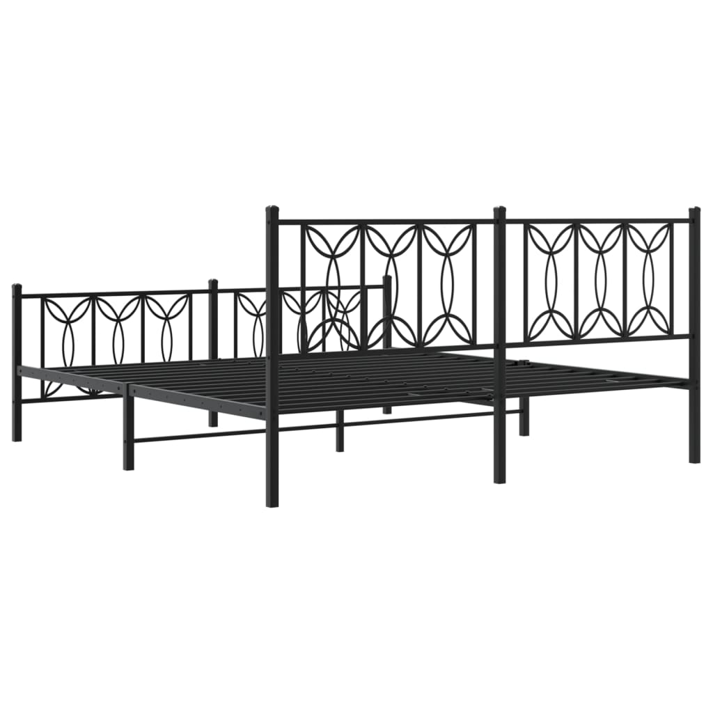 Bedframe met hoofd- en voeteneinde metaal zwart 183x213 cm is nu te koop bij PeponiXL, paradijselijk wonen!