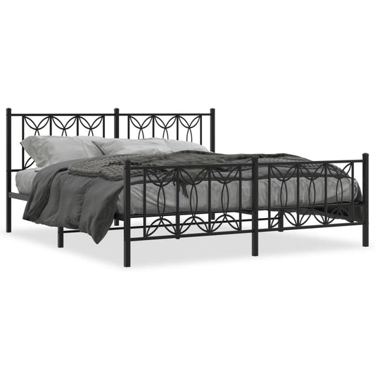 Bedframe met hoofd- en voeteneinde metaal zwart 183x213 cm is nu te koop bij PeponiXL, paradijselijk wonen!