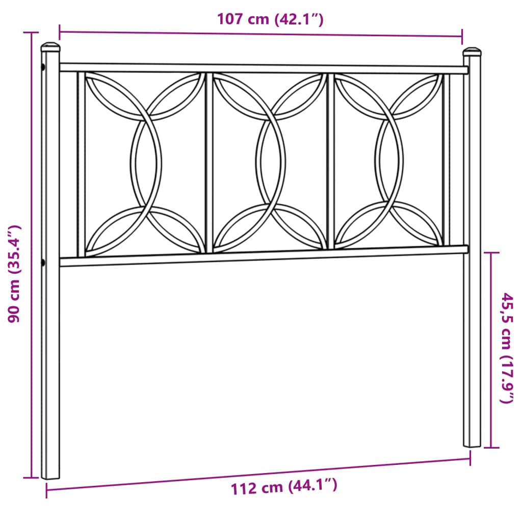 Vervangend hoofdbord 107 cm metaal zwart is nu te koop bij PeponiXL, paradijselijk wonen!
