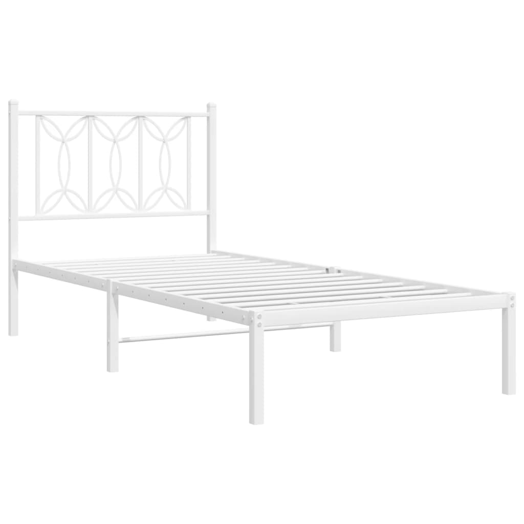 Bedframe met hoofdbord metaal wit 80x200 cm is nu te koop bij PeponiXL, paradijselijk wonen!