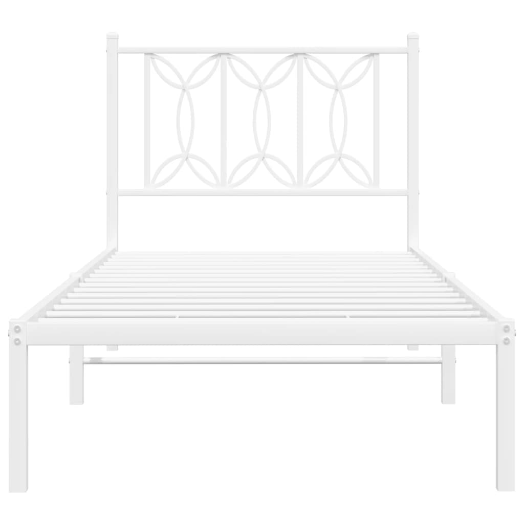 Bedframe met hoofdbord metaal wit 80x200 cm is nu te koop bij PeponiXL, paradijselijk wonen!
