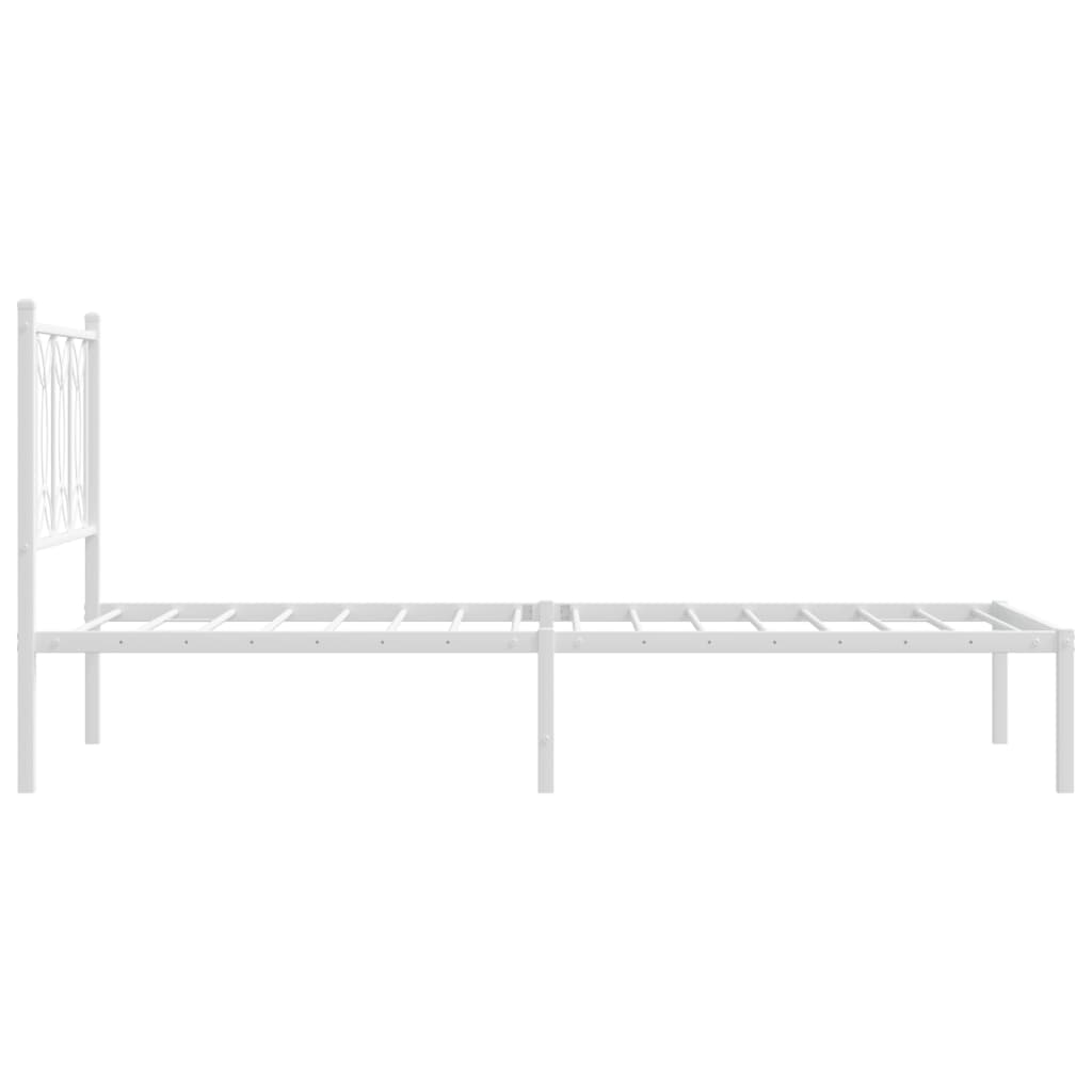 Bedframe met hoofdbord metaal wit 90x190 cm is nu te koop bij PeponiXL, paradijselijk wonen!