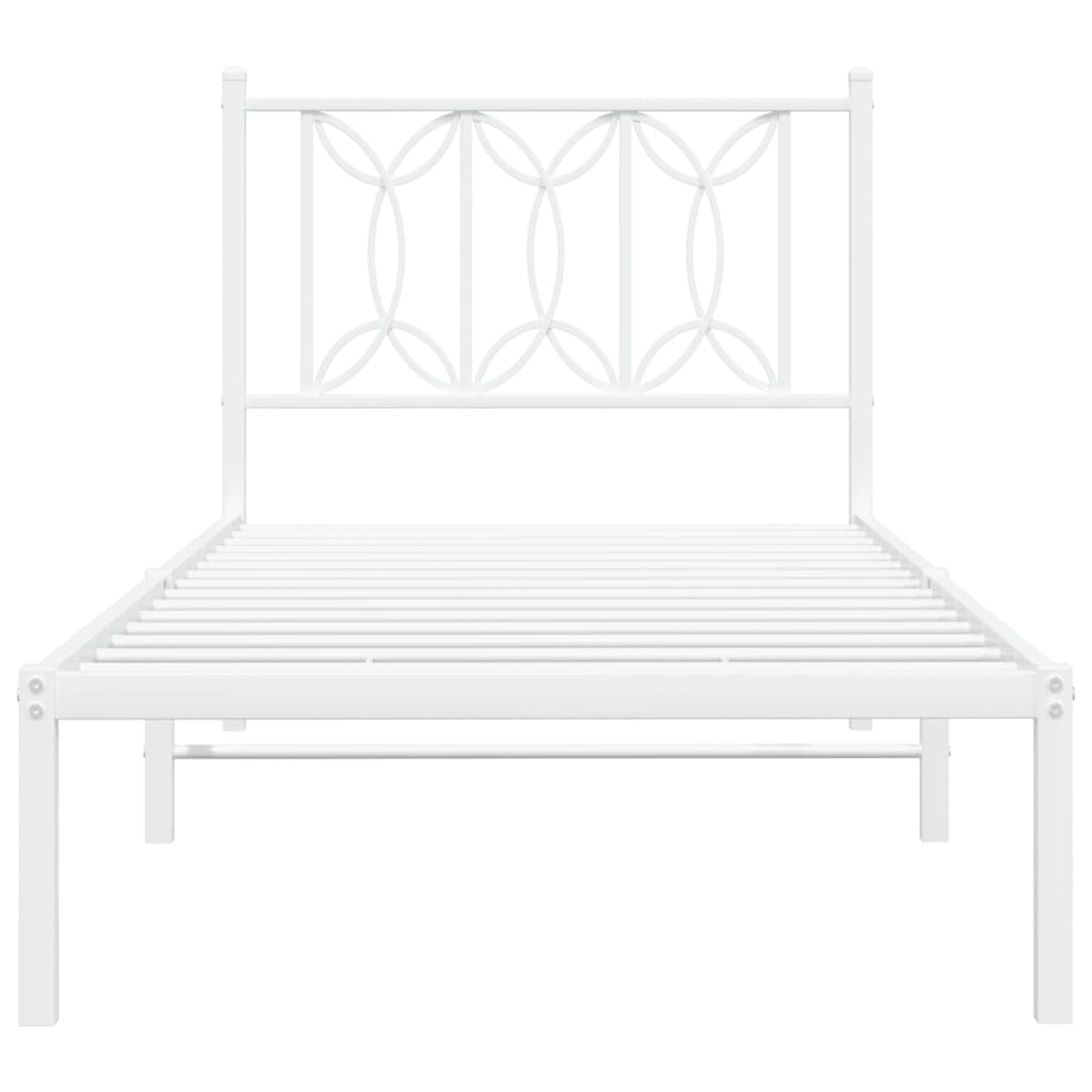 Bedframe met hoofdbord metaal wit 90x200 cm is nu te koop bij PeponiXL, paradijselijk wonen!