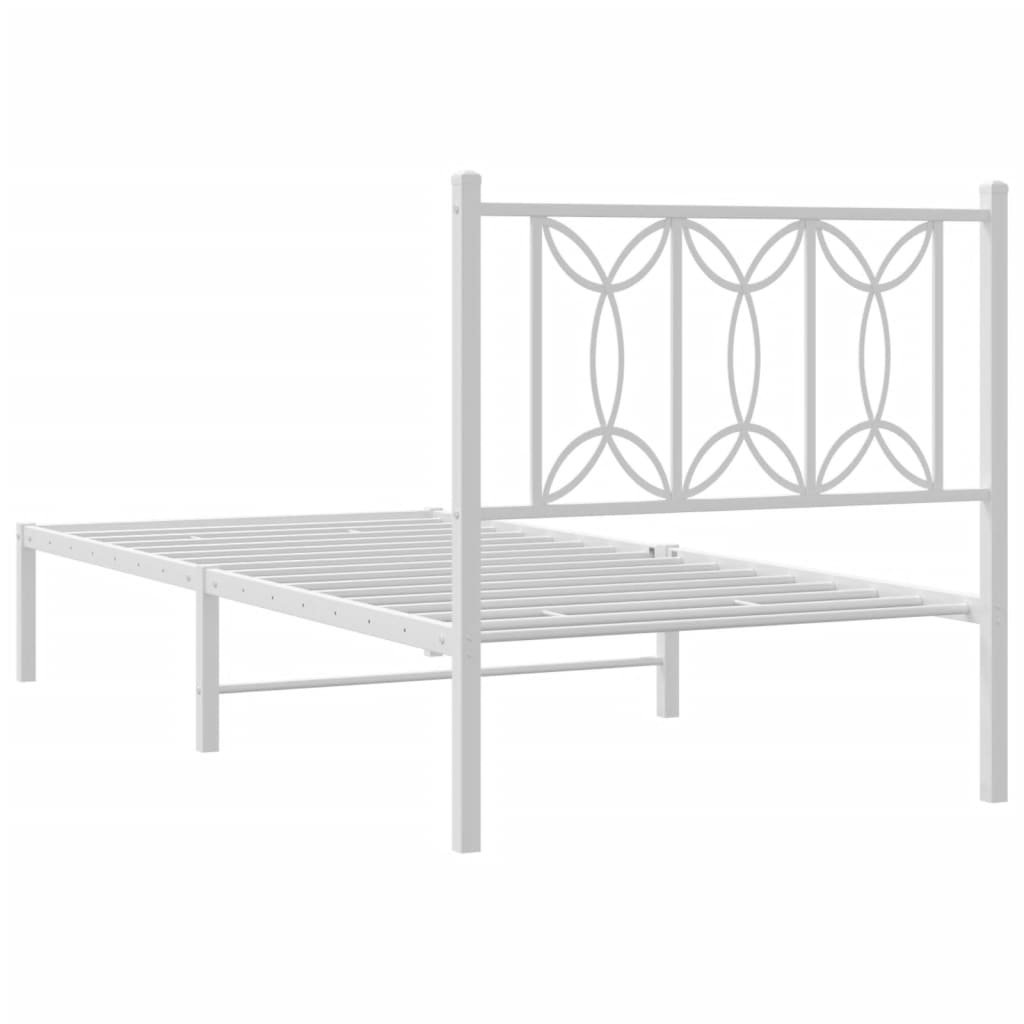 Bedframe met hoofdbord metaal wit 90x200 cm is nu te koop bij PeponiXL, paradijselijk wonen!