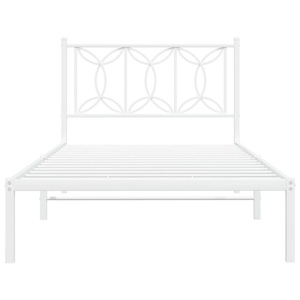 Bedframe met hoofdbord metaal wit 100x190 cm is nu te koop bij PeponiXL, paradijselijk wonen!