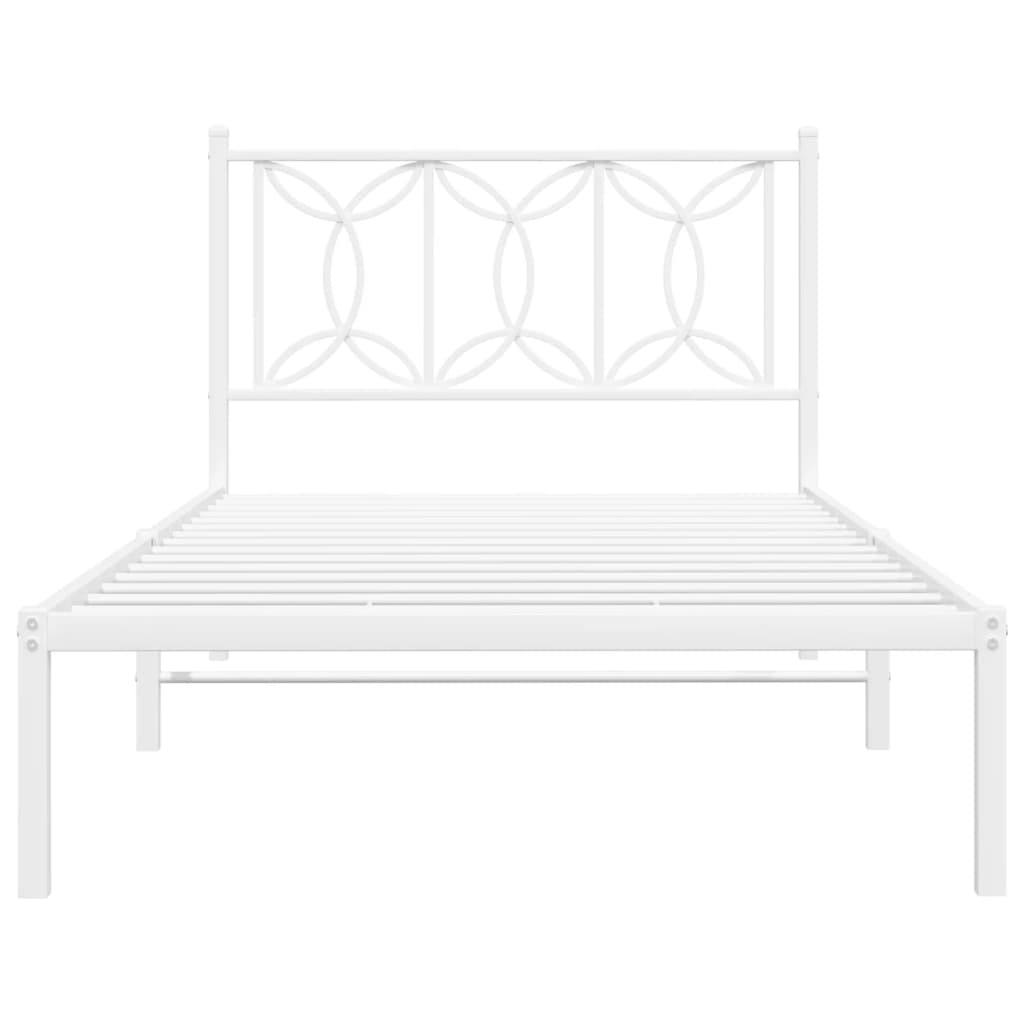 Bedframe met hoofdbord metaal wit 100x200 cm is nu te koop bij PeponiXL, paradijselijk wonen!