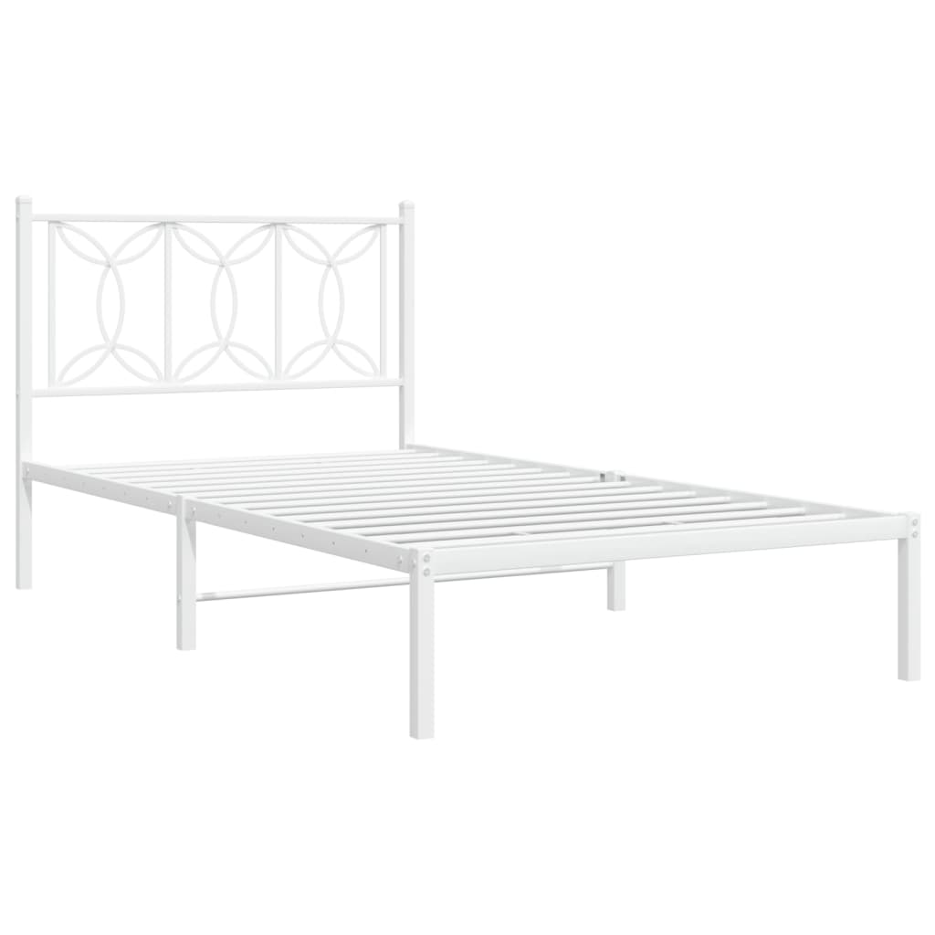 Bedframe met hoofdbord metaal wit 107x203 cm is nu te koop bij PeponiXL, paradijselijk wonen!