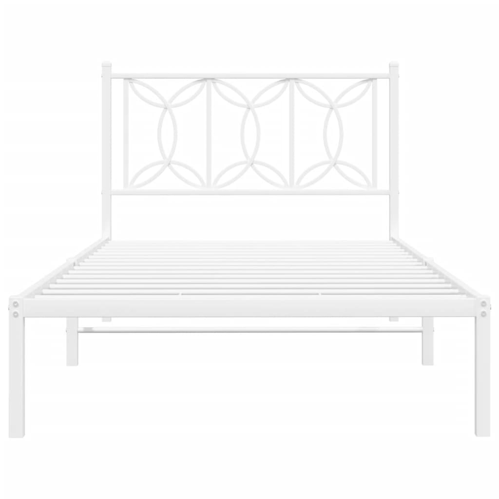 Bedframe met hoofdbord metaal wit 107x203 cm is nu te koop bij PeponiXL, paradijselijk wonen!