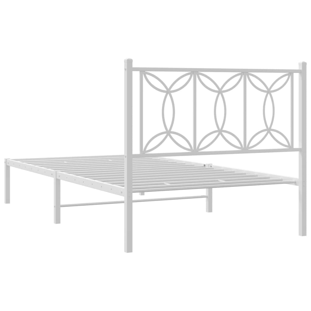 Bedframe met hoofdbord metaal wit 107x203 cm is nu te koop bij PeponiXL, paradijselijk wonen!
