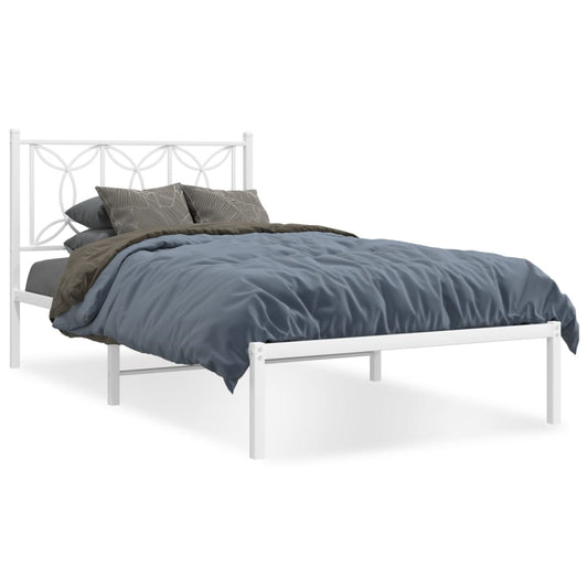Bedframe met hoofdbord metaal wit 107x203 cm is nu te koop bij PeponiXL, paradijselijk wonen!