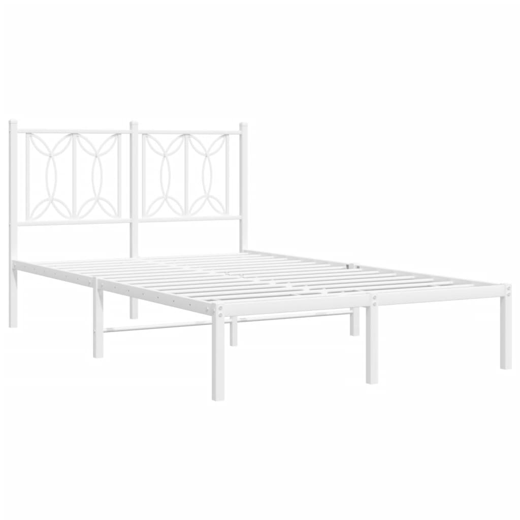Bedframe met hoofdbord metaal wit 120x190 cm is nu te koop bij PeponiXL, paradijselijk wonen!