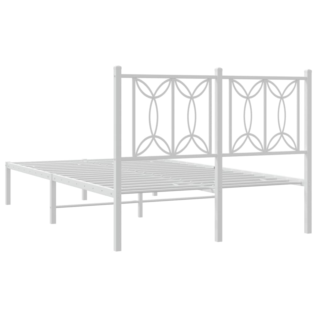 Bedframe met hoofdbord metaal wit 120x190 cm is nu te koop bij PeponiXL, paradijselijk wonen!