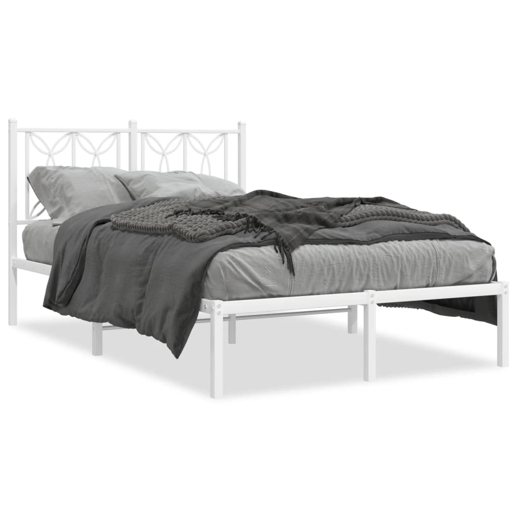 Bedframe met hoofdbord metaal wit 120x190 cm is nu te koop bij PeponiXL, paradijselijk wonen!