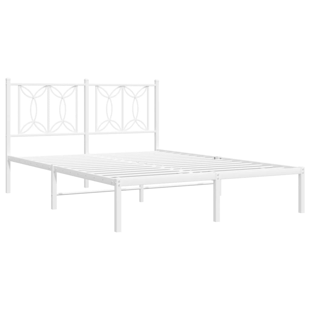 Bedframe met hoofdbord metaal wit 135x190 cm is nu te koop bij PeponiXL, paradijselijk wonen!