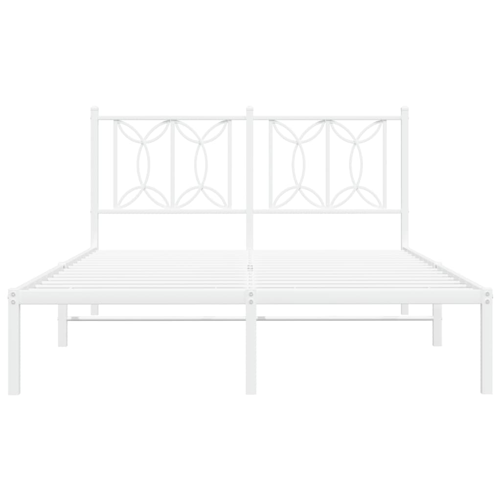 Bedframe met hoofdbord metaal wit 135x190 cm is nu te koop bij PeponiXL, paradijselijk wonen!