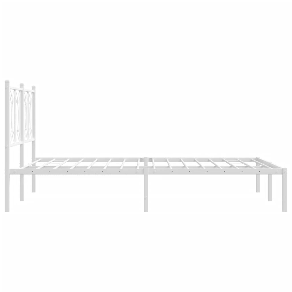 Bedframe met hoofdbord metaal wit 135x190 cm is nu te koop bij PeponiXL, paradijselijk wonen!