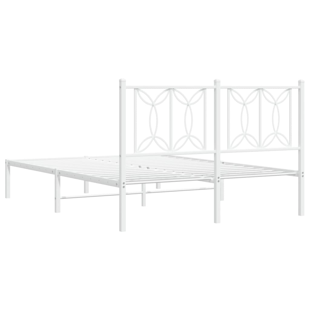 Bedframe met hoofdbord metaal wit 135x190 cm is nu te koop bij PeponiXL, paradijselijk wonen!