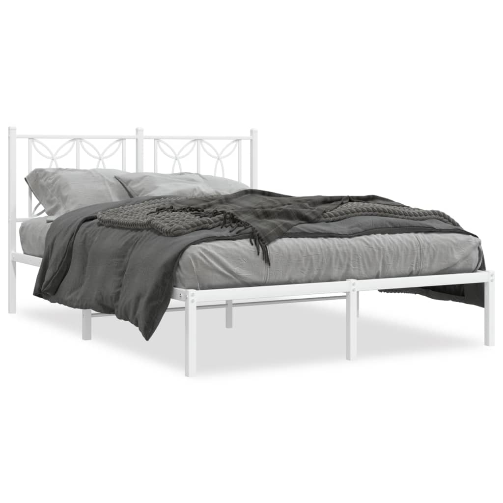 Bedframe met hoofdbord metaal wit 135x190 cm is nu te koop bij PeponiXL, paradijselijk wonen!