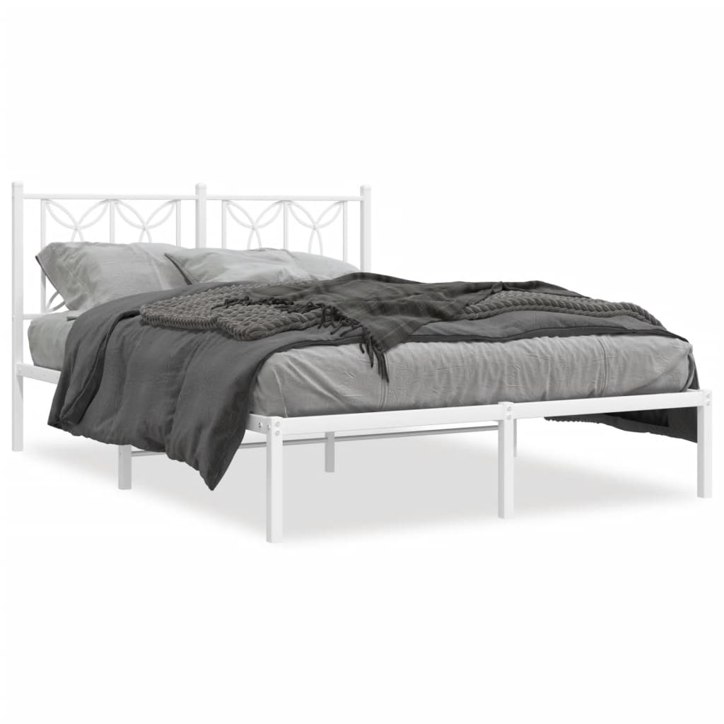 Bedframe met hoofdbord metaal wit 140x190 cm is nu te koop bij PeponiXL, paradijselijk wonen!
