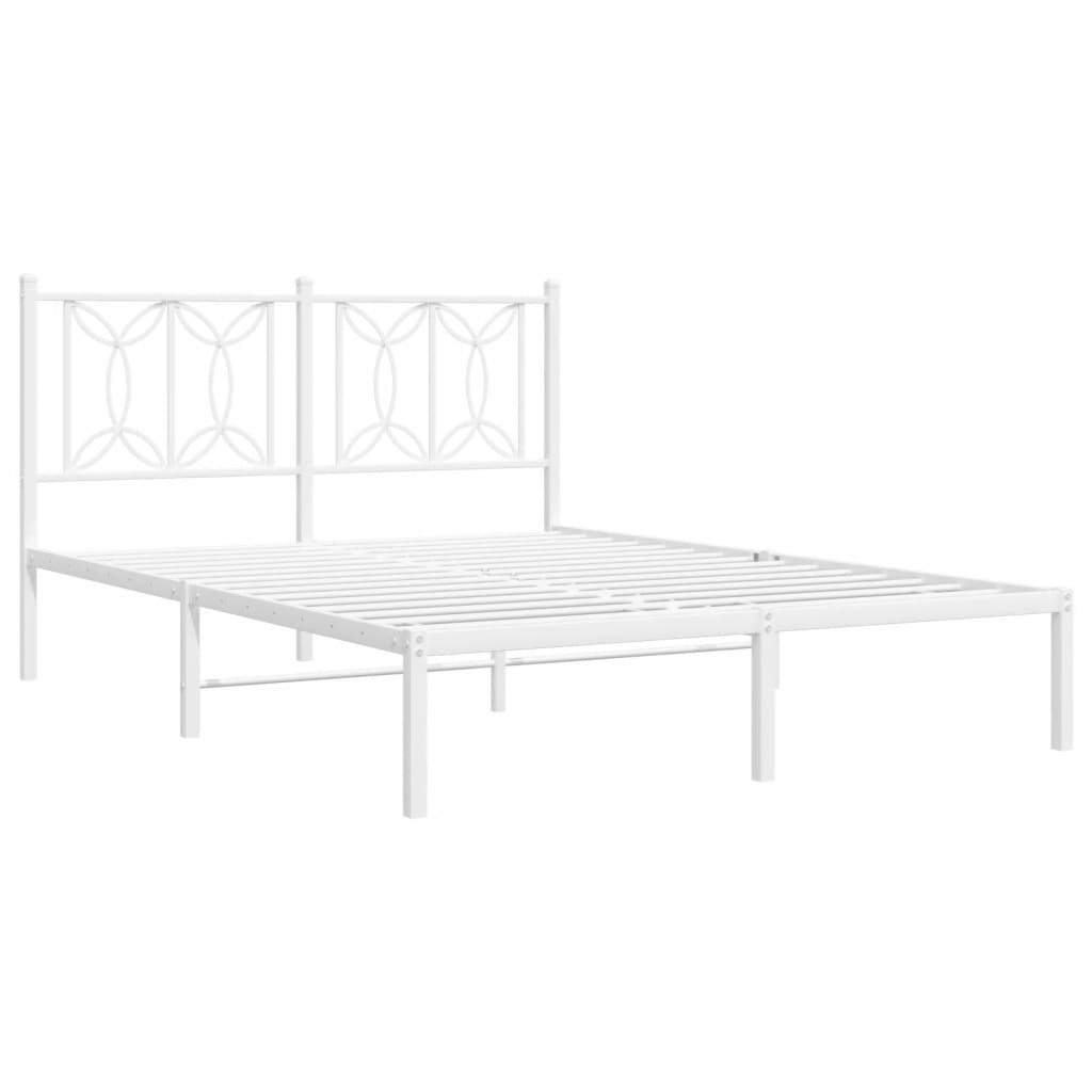 Bedframe met hoofdbord metaal wit 140x190 cm is nu te koop bij PeponiXL, paradijselijk wonen!
