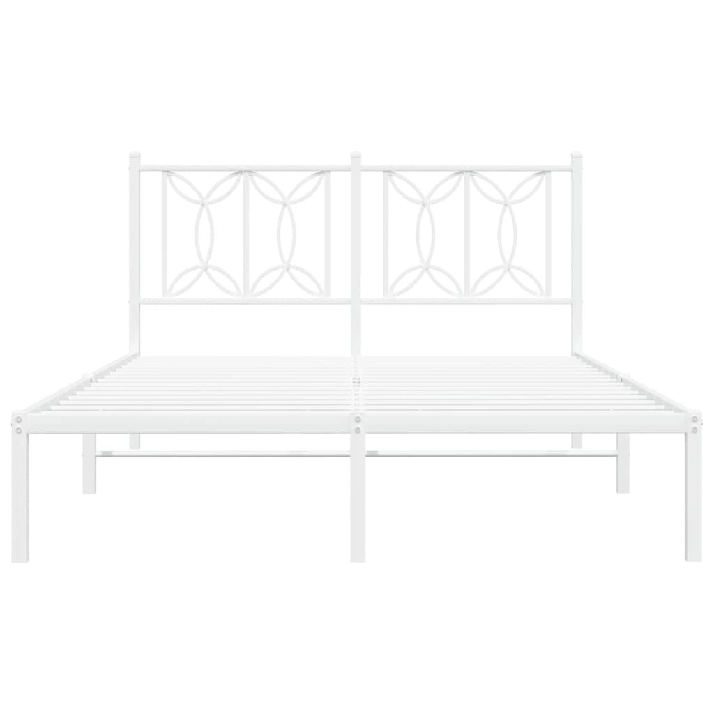 Bedframe met hoofdbord metaal wit 140x190 cm is nu te koop bij PeponiXL, paradijselijk wonen!