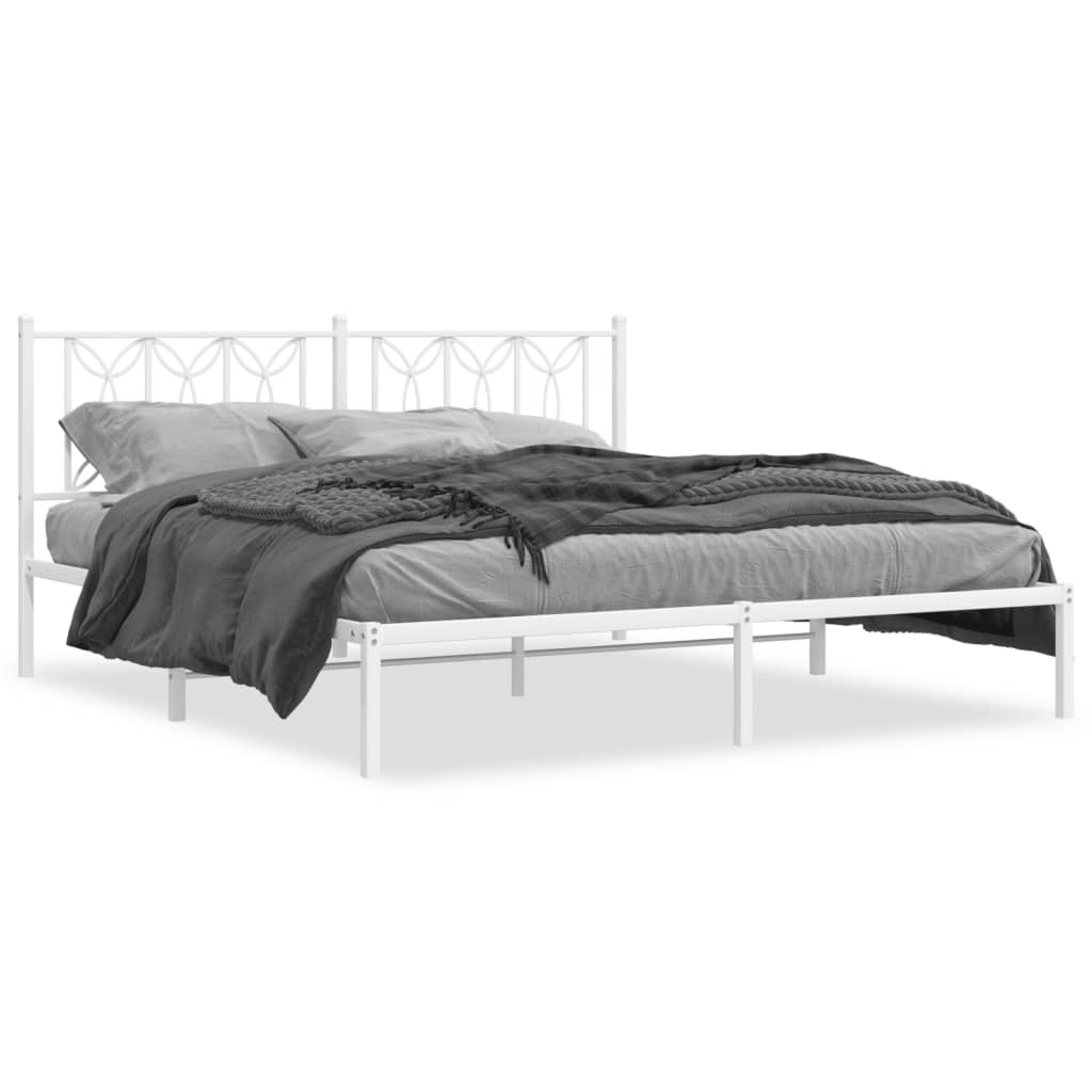 Bedframe met hoofdbord metaal wit 180x200 cm is nu te koop bij PeponiXL, paradijselijk wonen!