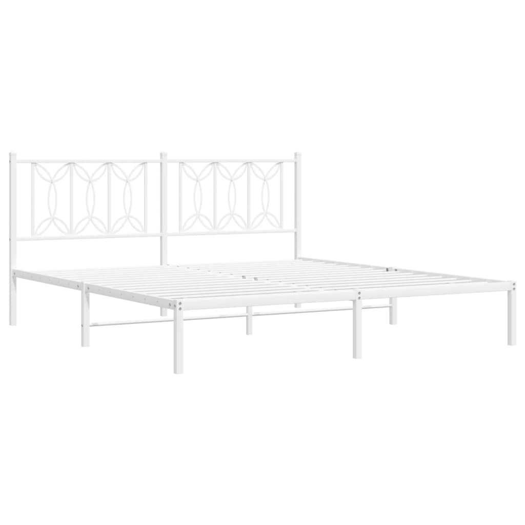 Bedframe met hoofdbord metaal wit 180x200 cm is nu te koop bij PeponiXL, paradijselijk wonen!