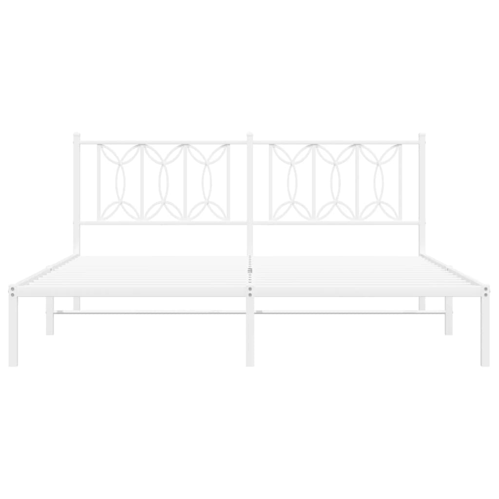 Bedframe met hoofdbord metaal wit 180x200 cm is nu te koop bij PeponiXL, paradijselijk wonen!
