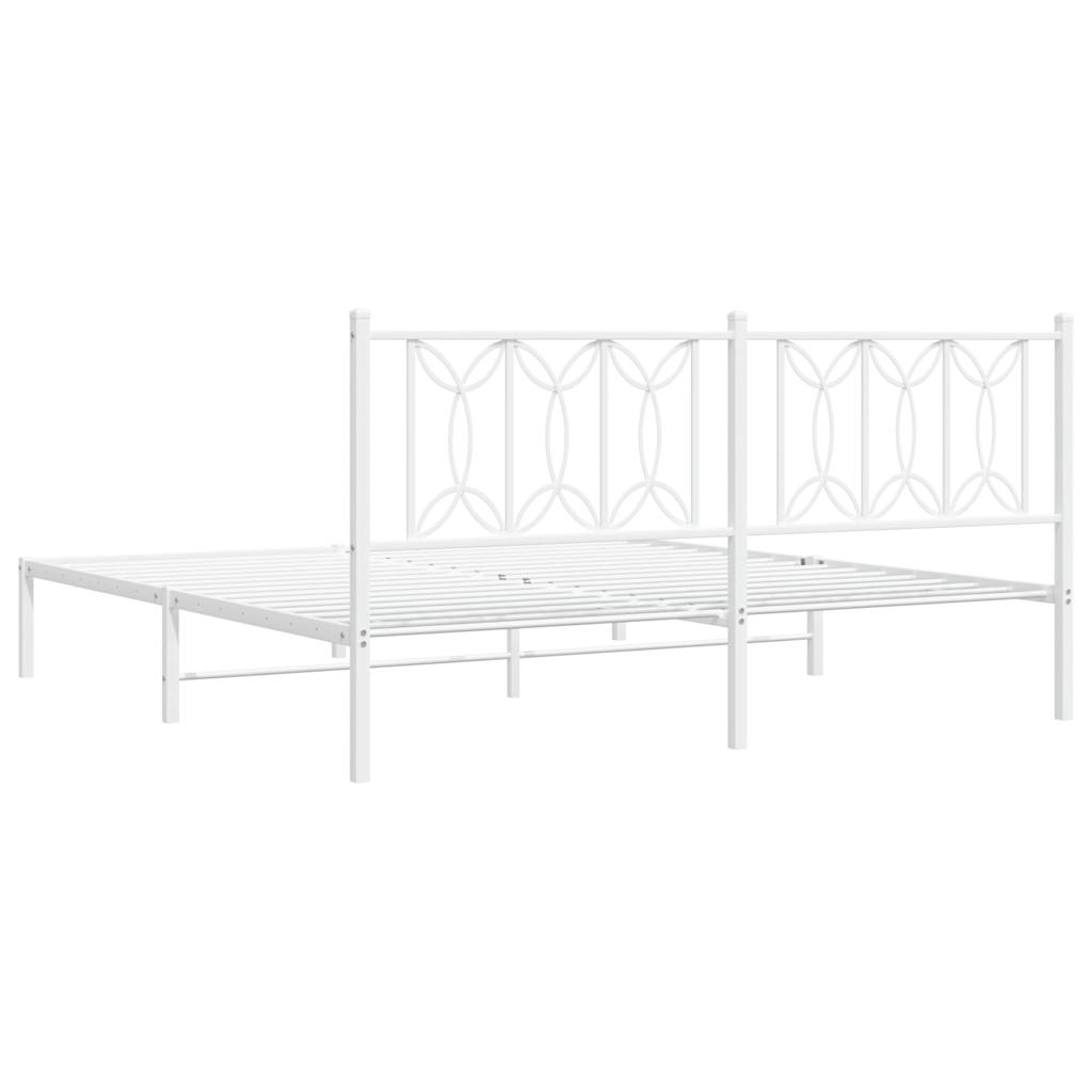 Bedframe met hoofdbord metaal wit 180x200 cm is nu te koop bij PeponiXL, paradijselijk wonen!