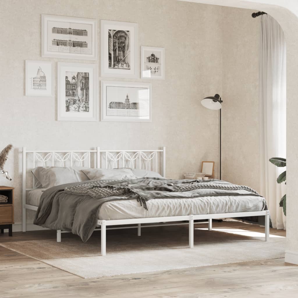 Bedframe met hoofdbord metaal wit 180x200 cm is nu te koop bij PeponiXL, paradijselijk wonen!