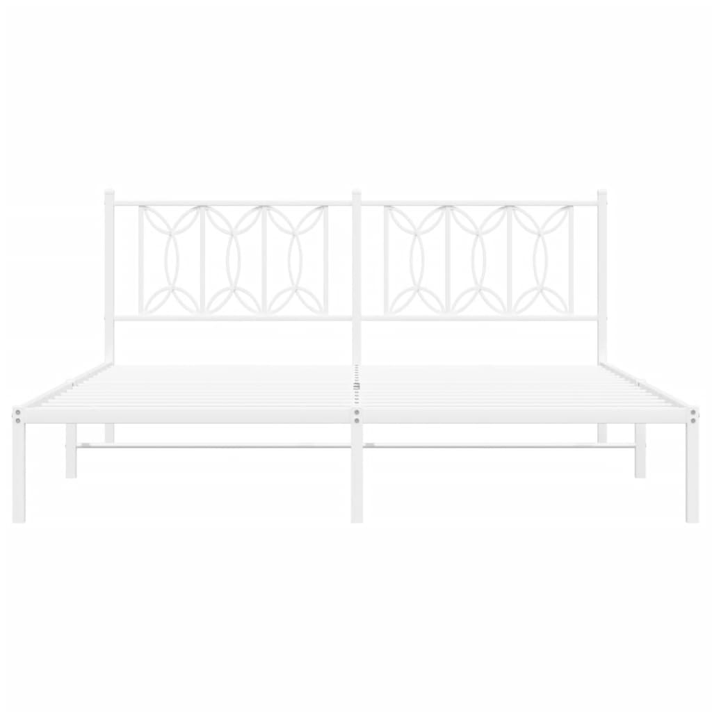 Bedframe met hoofdbord metaal wit 183x213 cm is nu te koop bij PeponiXL, paradijselijk wonen!