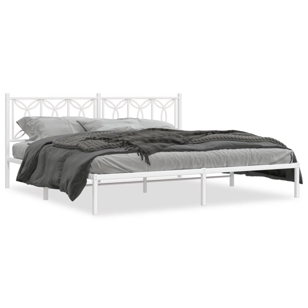 Bedframe met hoofdbord metaal wit 193x203 cm is nu te koop bij PeponiXL, paradijselijk wonen!
