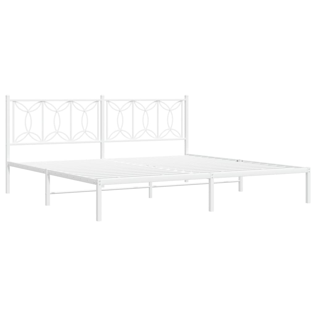 Bedframe met hoofdbord metaal wit 193x203 cm is nu te koop bij PeponiXL, paradijselijk wonen!