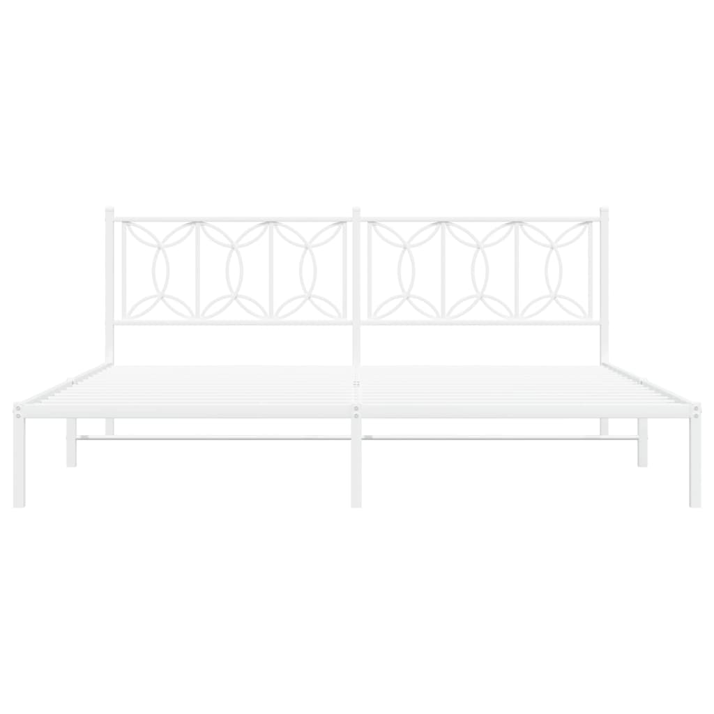 Bedframe met hoofdbord metaal wit 193x203 cm is nu te koop bij PeponiXL, paradijselijk wonen!