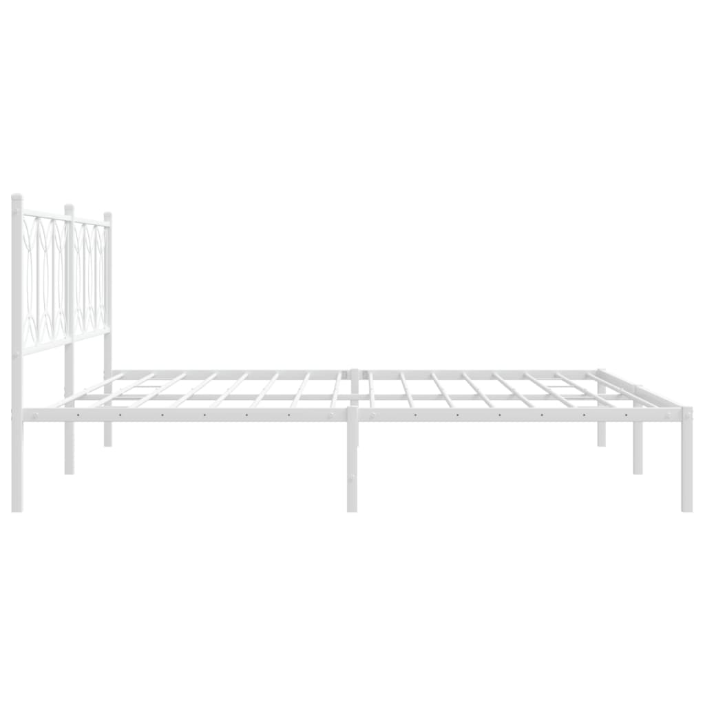 Bedframe met hoofdbord metaal wit 193x203 cm is nu te koop bij PeponiXL, paradijselijk wonen!