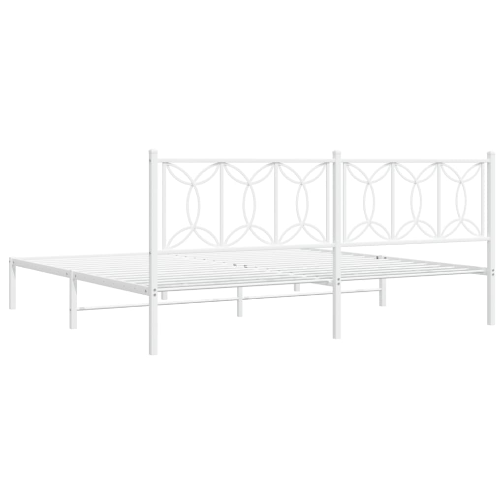 Bedframe met hoofdbord metaal wit 193x203 cm is nu te koop bij PeponiXL, paradijselijk wonen!