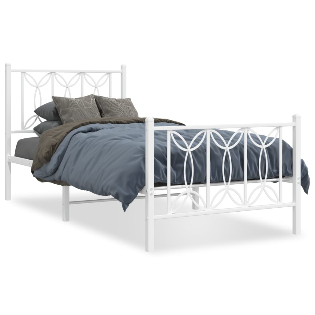 Bedframe met hoofd- en voeteneinde metaal wit 75x190 cm is nu te koop bij PeponiXL, paradijselijk wonen!