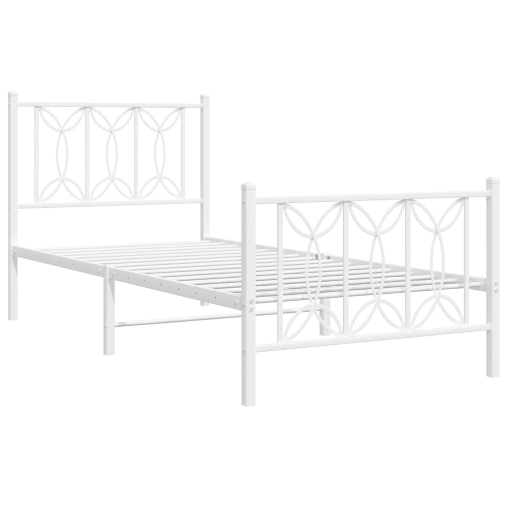 Bedframe met hoofd- en voeteneinde metaal wit 75x190 cm is nu te koop bij PeponiXL, paradijselijk wonen!