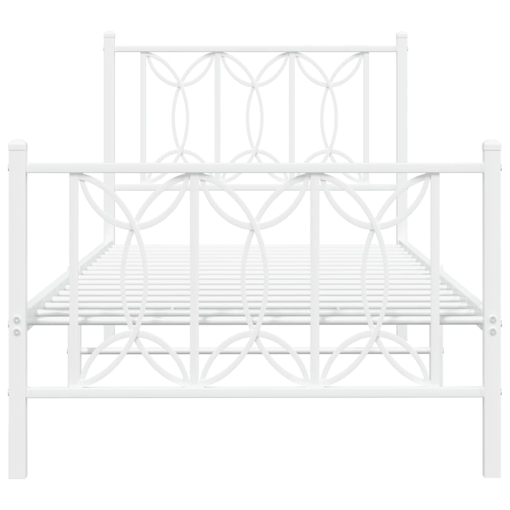Bedframe met hoofd- en voeteneinde metaal wit 75x190 cm is nu te koop bij PeponiXL, paradijselijk wonen!