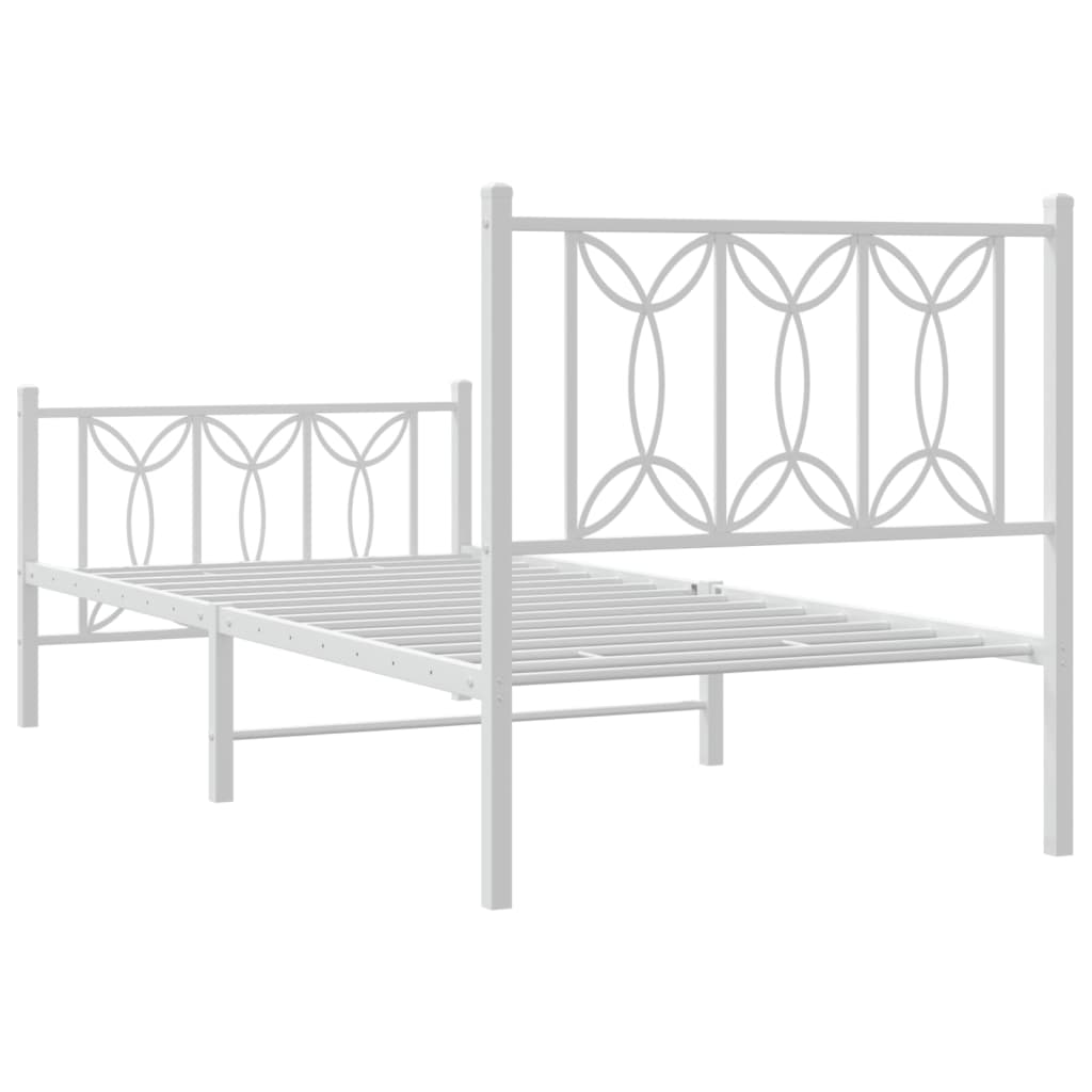 Bedframe met hoofd- en voeteneinde metaal wit 75x190 cm is nu te koop bij PeponiXL, paradijselijk wonen!