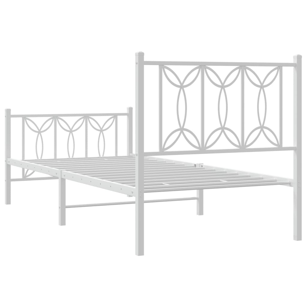 Bedframe met hoofd- en voeteneinde metaal wit 80x200 cm is nu te koop bij PeponiXL, paradijselijk wonen!