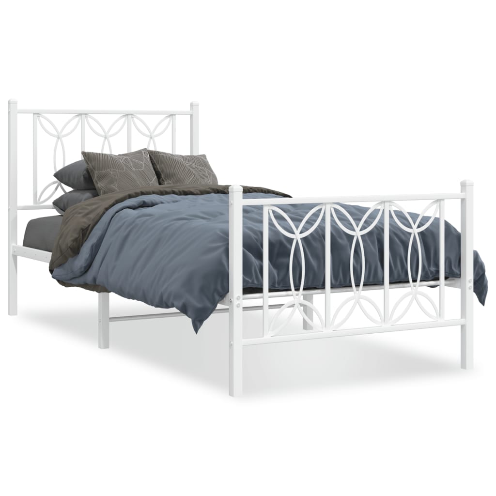 Bedframe met hoofd- en voeteneinde metaal wit 90x190 cm is nu te koop bij PeponiXL, paradijselijk wonen!