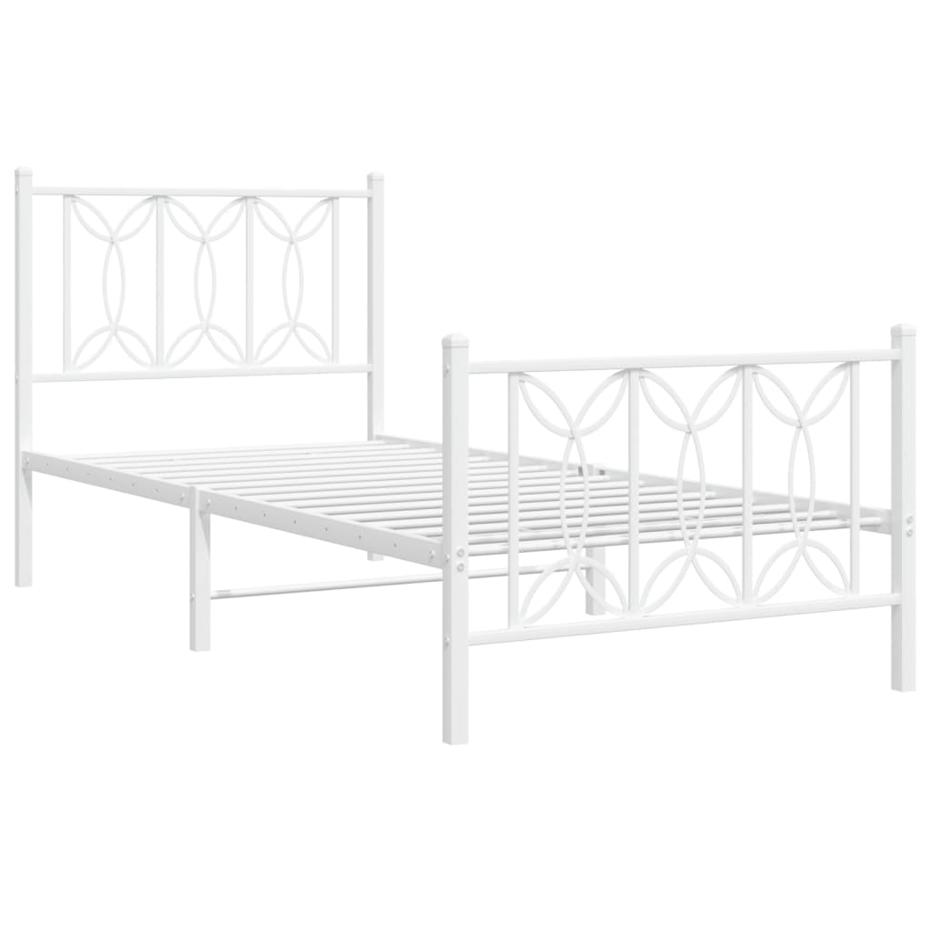 Bedframe met hoofd- en voeteneinde metaal wit 90x190 cm is nu te koop bij PeponiXL, paradijselijk wonen!