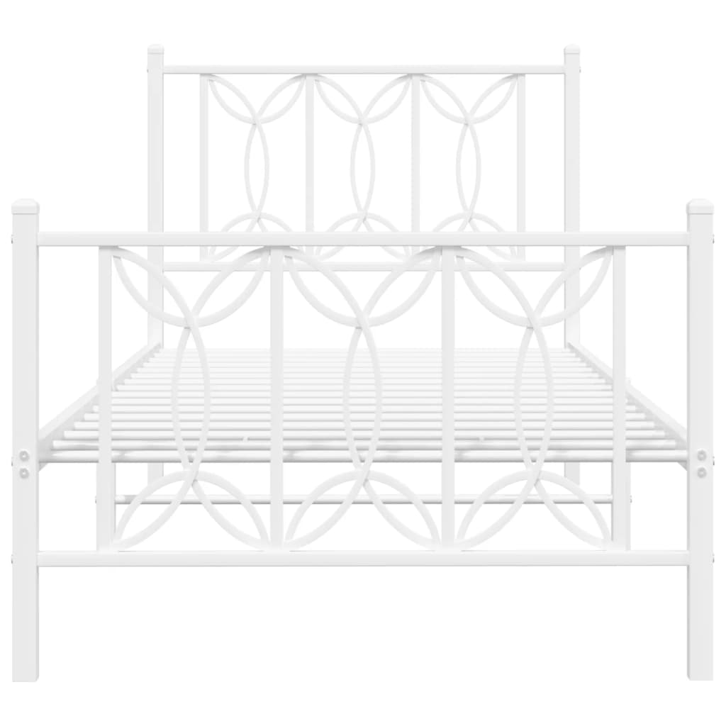 Bedframe met hoofd- en voeteneinde metaal wit 90x190 cm is nu te koop bij PeponiXL, paradijselijk wonen!