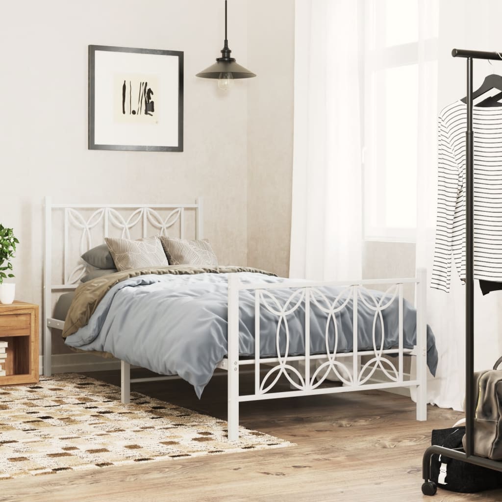 Bedframe met hoofd- en voeteneinde metaal wit 90x190 cm is nu te koop bij PeponiXL, paradijselijk wonen!