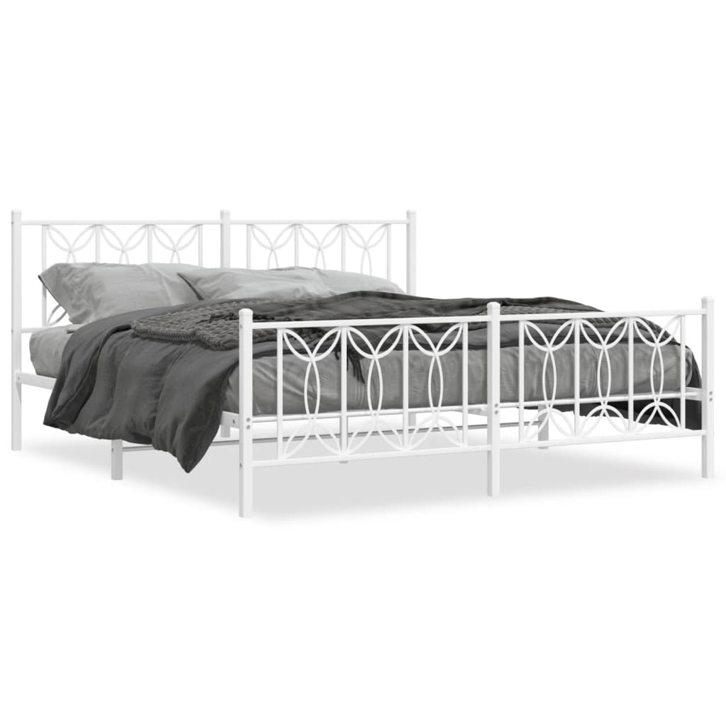 Bedframe met hoofd- en voeteneinde metaal wit 180x200 cm is nu te koop bij PeponiXL, paradijselijk wonen!