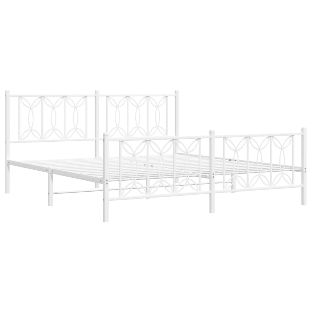 Bedframe met hoofd- en voeteneinde metaal wit 180x200 cm is nu te koop bij PeponiXL, paradijselijk wonen!