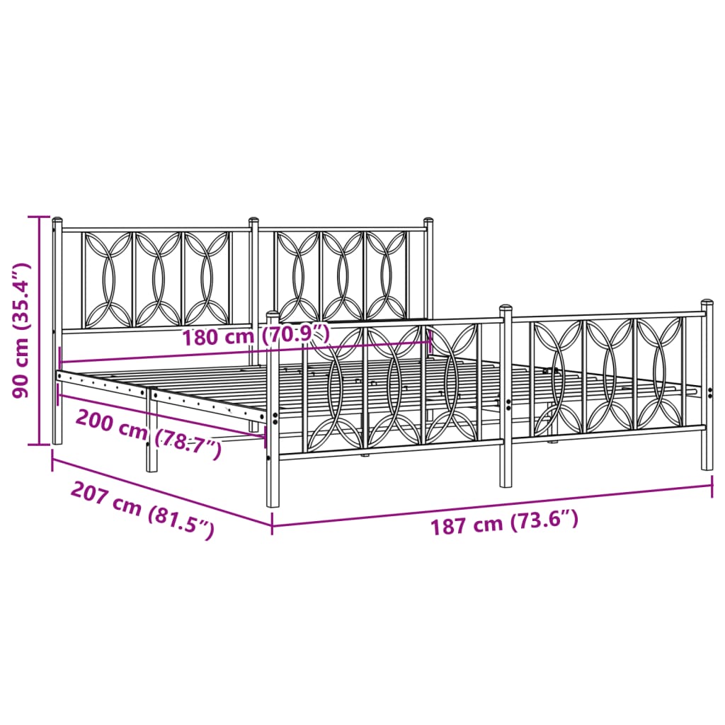Bedframe met hoofd- en voeteneinde metaal wit 180x200 cm is nu te koop bij PeponiXL, paradijselijk wonen!
