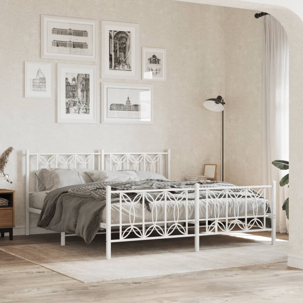 Bedframe met hoofd- en voeteneinde metaal wit 180x200 cm is nu te koop bij PeponiXL, paradijselijk wonen!