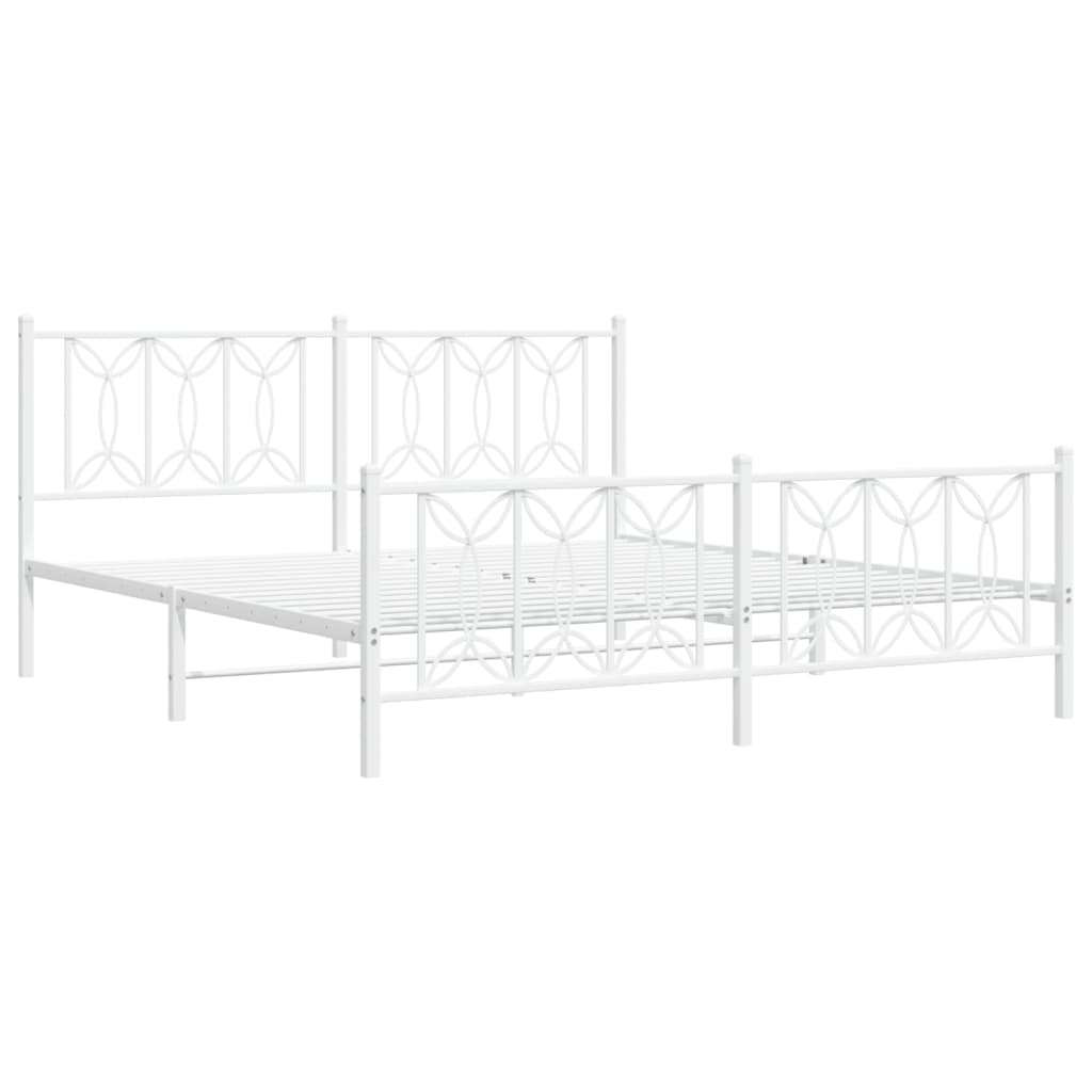 Bedframe met hoofd- en voeteneinde metaal wit 183x213 cm is nu te koop bij PeponiXL, paradijselijk wonen!